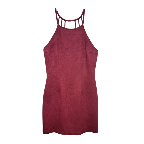 Urban Outfitters Women's Sally Faux Suede Strappy Back Mini Dress Red Size 8 - Picture 3 of 7